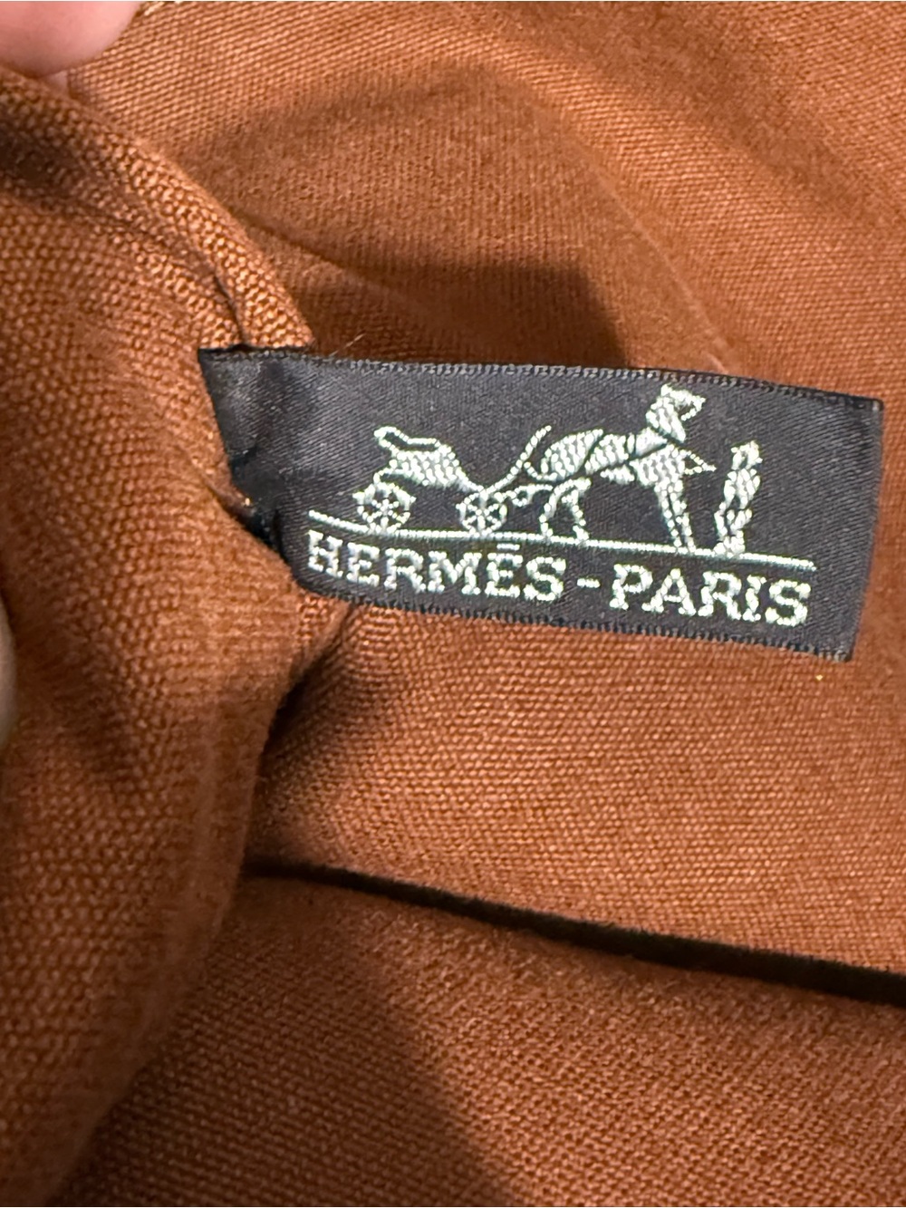 Hermès Fourre Tout MM Canvas Tote Bag Brown Navy Stripe Handbag - Picture 6 of 15